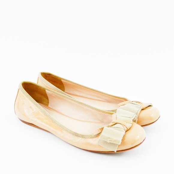 Prada Patent Leather Bow Flats #138-96 - Picture 1 of 5
